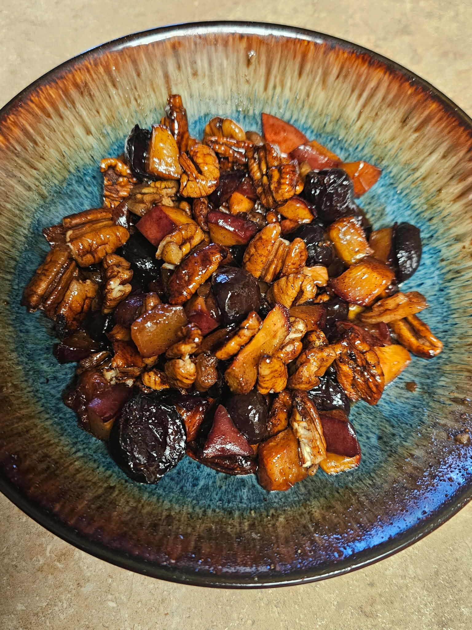 Air-Fried Peach Cherry Pecan Bowl