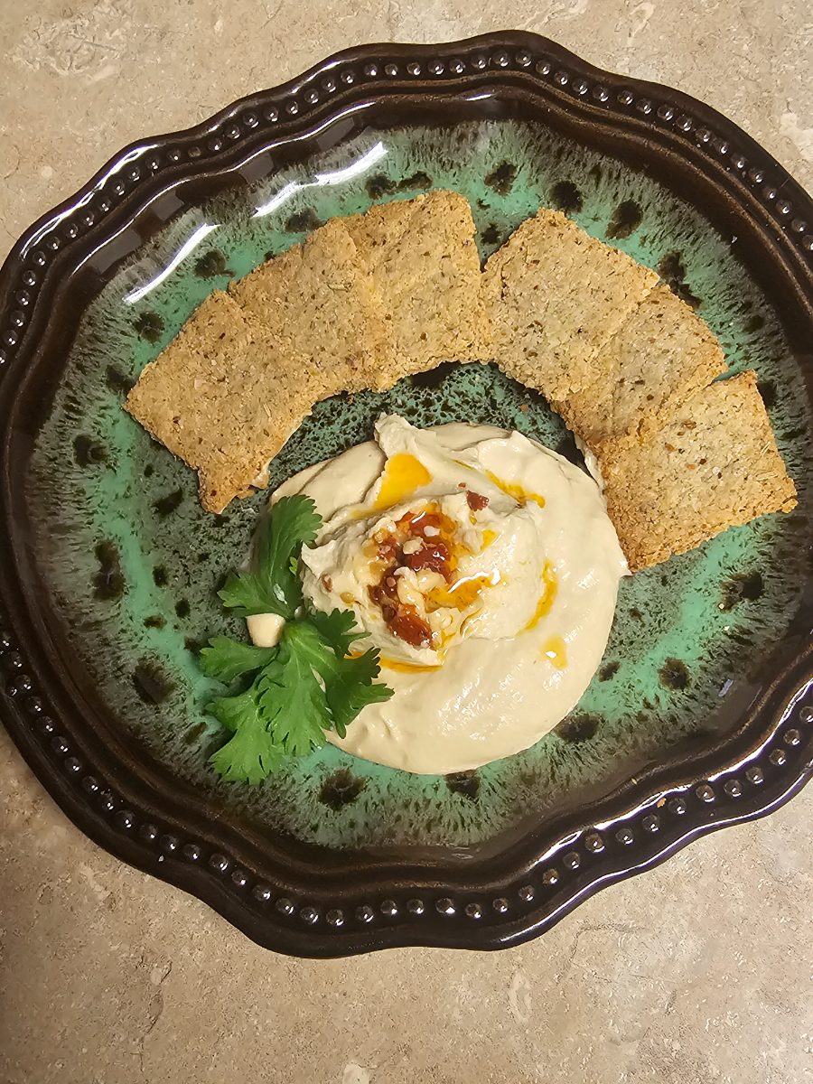 Close-up of Parmesan Rosemary Almond Flour Crackers
