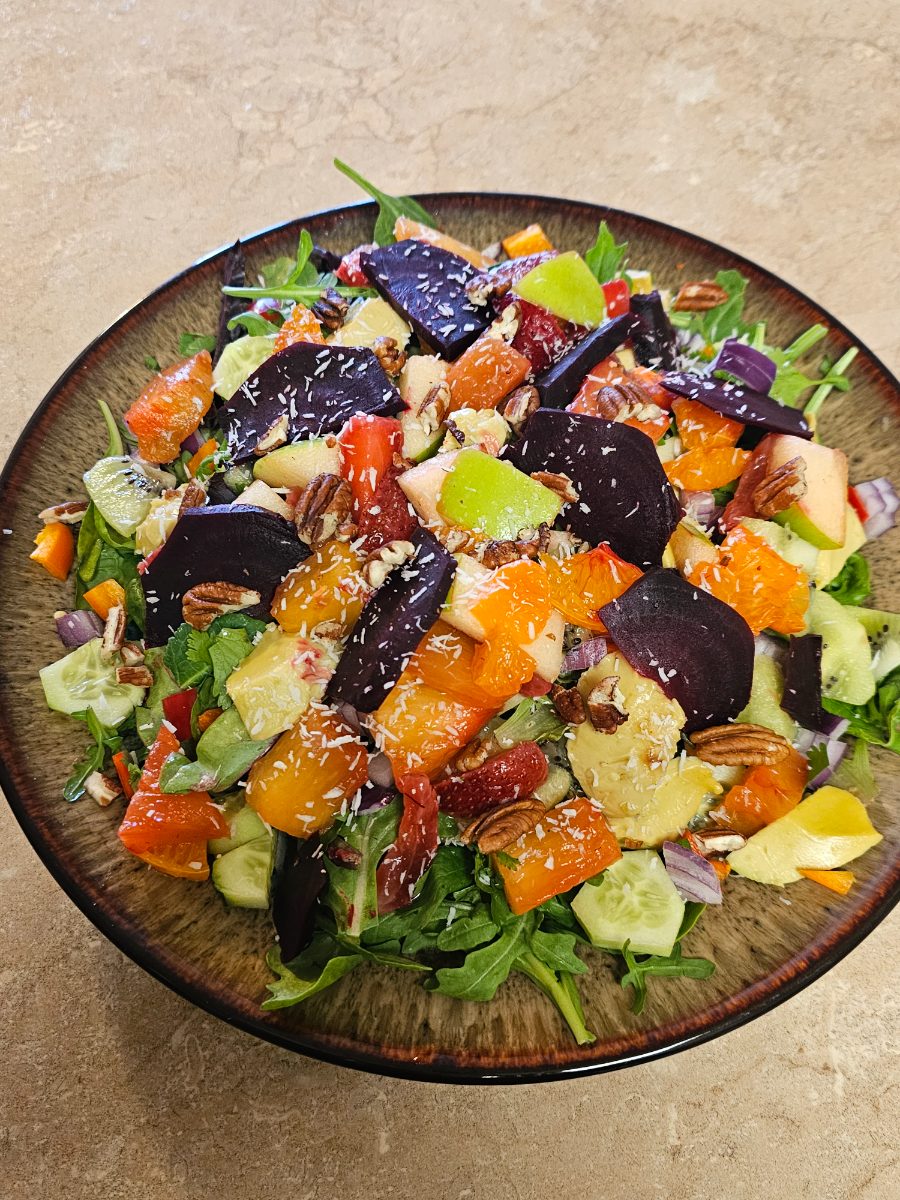 Roasted Beet Salad with Fruit and Pecans