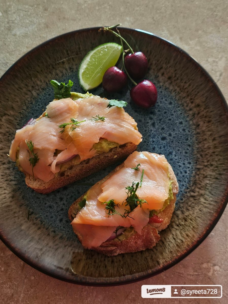 Smoked Salmon Avocado Toast on Garlic Sourdough