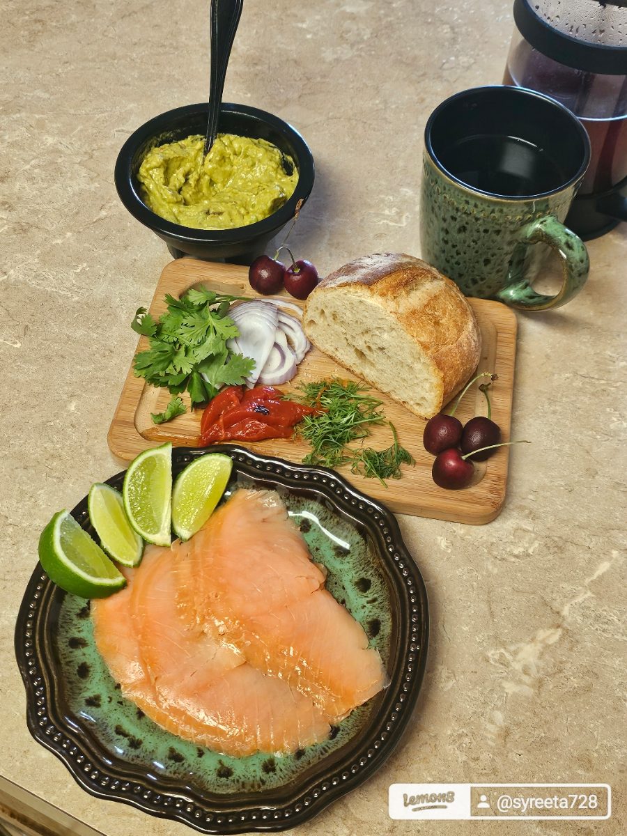 Ingredients for Smoked Salmon Avocado Toast on Garlic Sourdough
